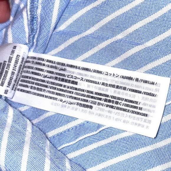 Y2K Abercrombie & Finch Classic Blue White Stripe Button Up Fitted Small - Picture 6 of 8